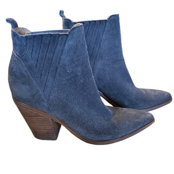 Marc Fisher Women’s Size 10 Gray Suede Slip On Chunky Heel Booties - Picture 1 of 6